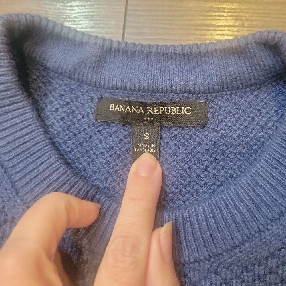 Banana Republic Sweater Women's Small Blue Oversized Short Sleeve Crewneck - Picture 3 of 3